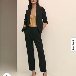 Brooks Brothers Black Easy Fit, Elastic Back Fine Twill Stretch Crepe Pants